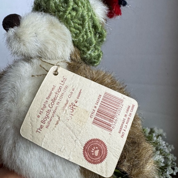 Boyds Bears knit hat and reindeer ears NWT 1988-2007 has hoop for ornament - Picture 3 of 7